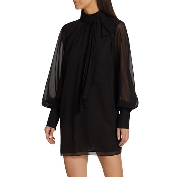 NWT Frame Tie-Neck Silk Minidress - Picture 1 of 7